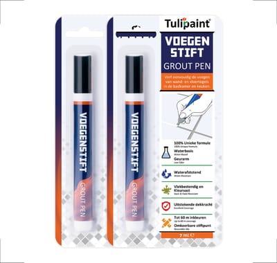 DuoPack - Tulipaint Voegenstift (Zwart) - Voegenmarker - Voegenpen - Voegenverf - Voegstift - Voegverf - voegen verven schilderen - voegenfris - voegenreiniger - voegen verf - tegelvoegen schoonmaken schoonmaakmiddel - tegelvoeg voeg stift marker pen