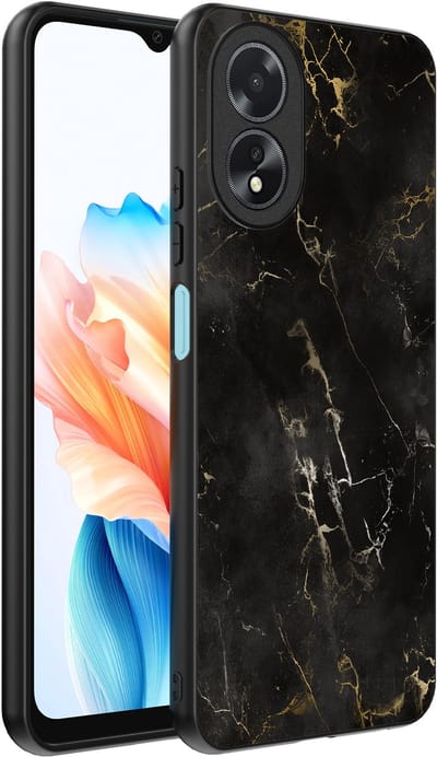 Smartphonica Telefoonhoesje Geschikt voor Oppo A18 met marmer opdruk - TPU backcover case black marble design - Zwart geschikt voor Oppo A18