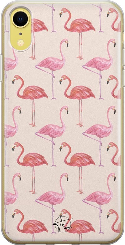 Hoesje geschikt voor iPhone XR - Flamingo - Soft Case - TPU - Print - Roze - Mooie Telefoonhoesjes