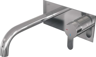 Brauer Chrome Edition Wastafelmengkraan inbouw - gebogen uitloop links - hendel plat smal - afdekplaat - model D 1 - chroom