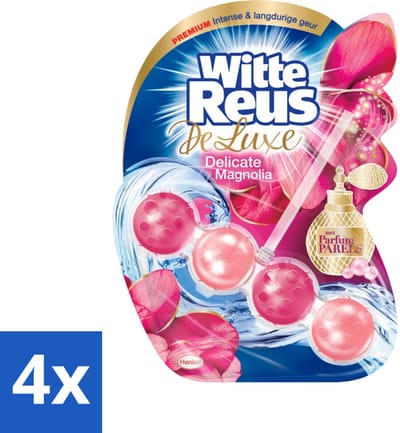 4 x Witte Reus - DeLuxe Toiletblok - Delicate Magnolia - 1 Toiletblok - Toiletblok - Geur - Reiniging - Magnolia - Luxe