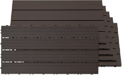 12x Kliktegels WPC voor tuin en terras, vormvast en onderhoudsarm, 30x60 cm Koffie