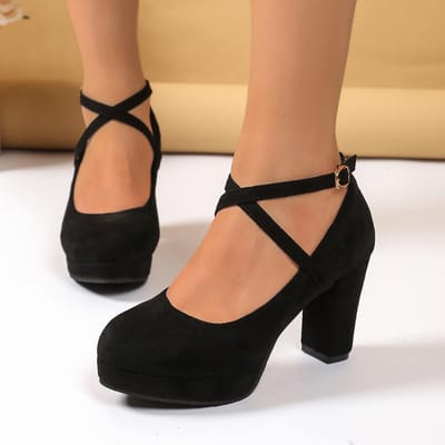 Dames Hoge Hakken Mary Jane Schoenen Band Zwart Feest Bruiloft Kantoorschoenen Vrouwelijk Elegant Luxe Grote Maat Pumps De Mujer 35 black