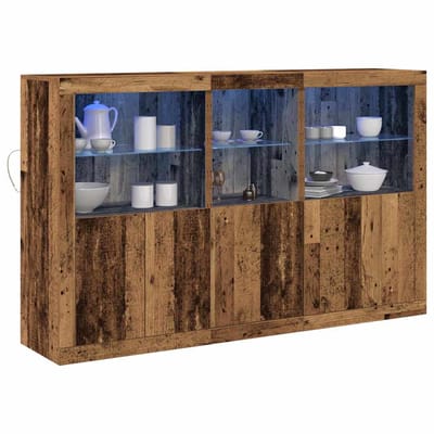 vidaXL - LED - Dressoir - Oudhout - 162 - x - 37 - x - 100 - cm - Bewerkt - hout