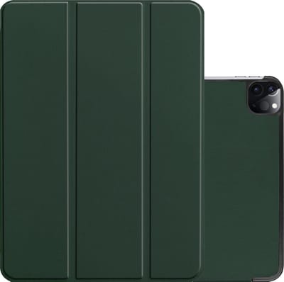 Hoes - Geschikt voor Apple iPad Pro (2021) - 12.9 inch - Dun & Stevig - Trifold Bookcase - Hard Cover - Hardcover Book Case - Tablet Hoesje - Donkergroen