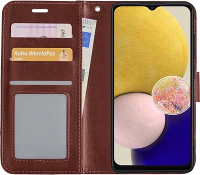 Hoesje - Met Pasjeshouder - Geschikt voor Samsung Galaxy A13 4G - Luxe Bookcase Portemonee - Flip Case - Kunstleer Book Case - Flipcase - Book Cover - Walletcase - Portemonneehoes - Bruin