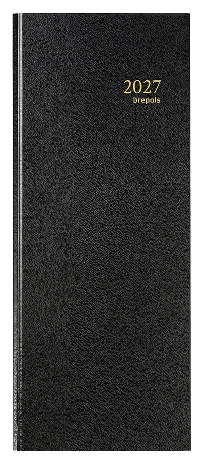 Brepols bureau agenda 2027 - SATURNUS LANG [0.111] - LIMA - Bureau agenda - 1 dag op 1 pagina - Dagoverzicht - Zwart - 13 x 33 cm