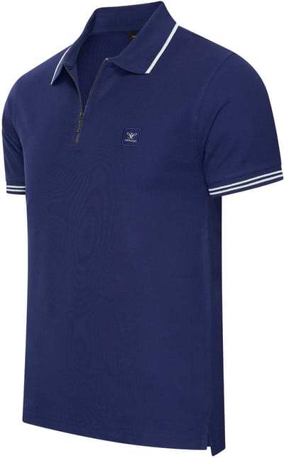 Cappuccino Italia - Heren Polo SS Polo Zip Polo Torino - Blauw - Maat S