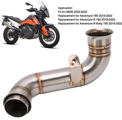 Midden uitlaatpijp voor motorfiets, middenstuk van de roestvrijstalen uitlaatpijp uitgepakt voor 790 ADV 890/890R 2018-2022. Het monsterlabel is het jaar van de thuisuitlaatpijp, de werkelijke
