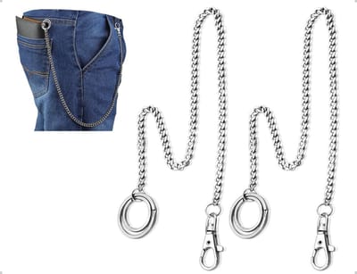 Dailygoods- Broekketting 40 cm - Sleutelhanger - Roestvrij Staal - Duurzaam - Elegant - Set van 2 - Sieraden