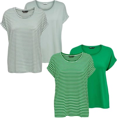 Only Dames T-Shirt MOSTER 4 Pack bequem Veelkleurig S Ronde Hals Volwassenen Zomertop - Top Korte Mouw