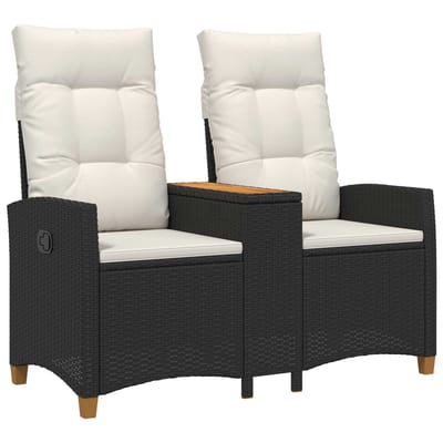 vidaXL - Ligbank - met - Tafel - 2 - -Seater - 126 - x - 65 - x - 112 - cm - poly - rattan