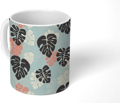 Mok - Koffiemok - Bladeren - Monstera - Hawaii - Patronen - Mokken - 350 ML - Beker - Koffiemokken - Theemok