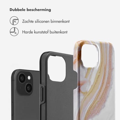 Selencia Hoesje - Geschikt voor Apple iPhone 15 - Backcover - Chic Marble Gold