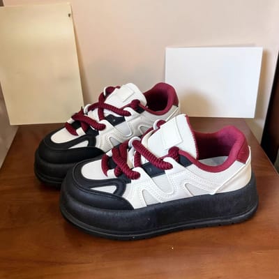 Lelijk Schattig Platform Schoenen met Grote Kop Kinderen Herfst Nieuw Ins Trendy Veelzijdig Casual Student Witte Schoenen 40 zwart