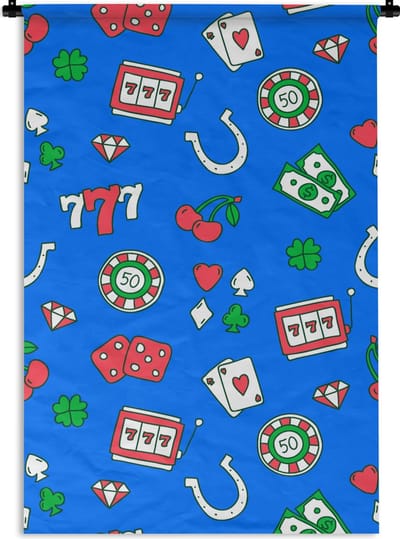 Wandkleed - Wanddoek - Patronen - Casino - Gokkast - Poker - 60x90 cm - Wandtapijt