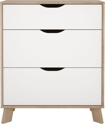 Ikast kommode 3 lades eiken decor, wit.