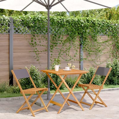 vidaXL - 3-delige - Bistroset - stof - en - massief - hout - antracietkleurig