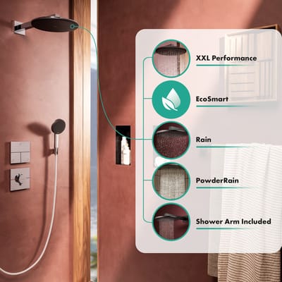Hansgrohe Raindance Alive S - Hoofddouche, diameter 30 cm, 2 stralen, EcoSmart, geborsteld zwart chroom 24541340