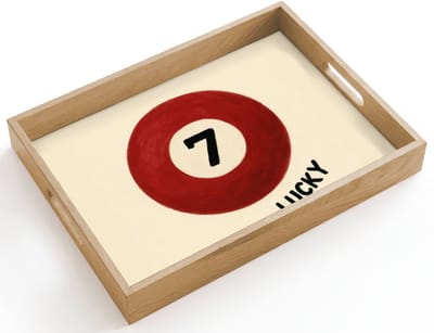 Dienblad hout 40x30 cm - Schootdienblad - Cirkel - Zeven - Lucky - Rood - Borrelplank rechthoek - Plateau dienbladen