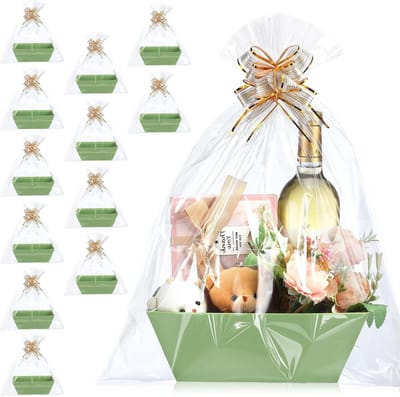 Geschenkmanden Kit - Cadeauverpakking Sets - Feestelijke Geschenkverpakking - 44 Delige Set - 25 x 16.5 cm - Sage Groen