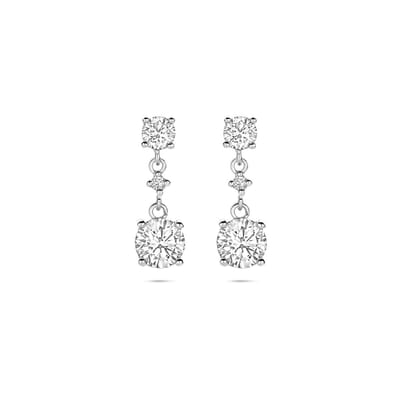 Zilveren gerhodineerde oorhangers zirkonia 18 mm - 1341713