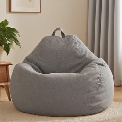Zitzak voor kinderen en volwassenen - 100 x 120 cm - linnen-katoenmix - comfortabele zitzak voor woonkamer - ShopVlot
