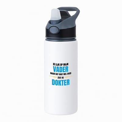 Hacebo® - Ik lijk op mijn vader waterfles met rietje zwart - Papa - liefste vader - cadeautje - verjaardagscadeau - verjaardag - cadeau voor papa - cadeau - kado - geschenk - gift - papa artikelen - vaderdag - water fles - 650ML