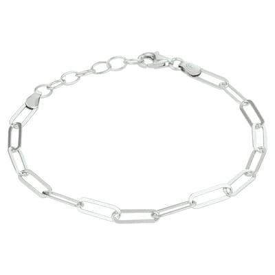 Glams armband paperclip platte buis 3,8 mm 16 + 3 cm - Zilver