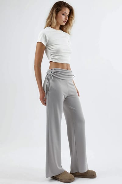Modal Touch Hoge Taille Wijde Pantalon met Gathered Detail