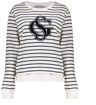 Geisha Sweat Striped Navy/off-white Size: XS | Long-Sleeved Tops Outlet | Dames | Blauw