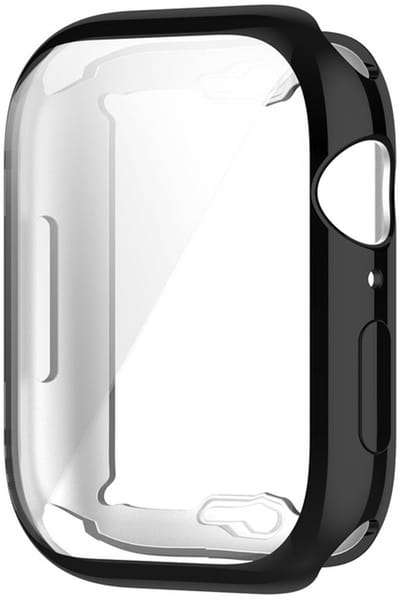 Watch case screenprotector - hoesje - gehard glas - geschikt voor Apple Watch Series 7/8/9 met case size 45 mm - glittersteentjes - rosegoud