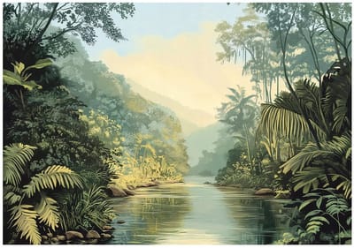WALLARENA - Fotobehang - 150x105 cm - Dschungel natuur groen slaapkamer salon vliesbehang