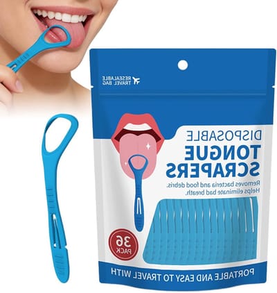 Tongreiniger set - Mondverzorging - Dagelijkse hygiëne - Antislip grip - 36 stuks - Blauw
