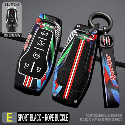 Étui de clé de voiture en métal style course à 4 boutons Housse pour porte-clés Ford Fusion Mondeo Mustang F-150 Explorer Edge gray