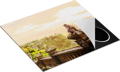 Chefcare Inductie Beschermer Aap op de Uluwatu Tempel in Bali - 60x50 cm - Afdekplaat Inductie - Kookplaat Beschermer - Inductie Mat