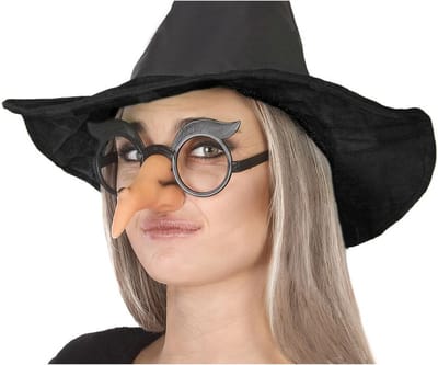 Horror/Halloween heksen verkleed accessoires - bril met heksen neus - Dames