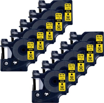DULA Dymo D1 53718 - S0720980 - Compatible label tape - 10 lettertapes - Zwart op geel - 24mm x 7m