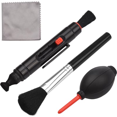 Andoer Kit de nettoyage multifonctionnel souffleur de poussière d'objectif + stylo de nettoyage + brosse + lentille en microfibre noir