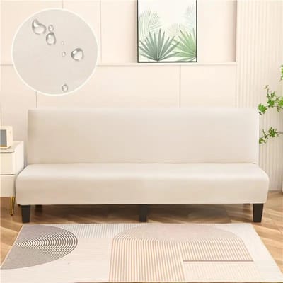 Effen Kleur Slaapbankhoes Elastische Armloze Bankhoezen voor Woonkamer Antislip Afneembare Slipcovers Opvouwbare Slaapbankhoes S white