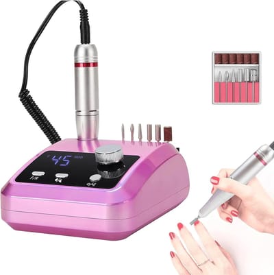 Elektrische Nagelboor - Nagelfrees Set - Nagels Polijsten Verwijderen - 45000 Tpm Instelbaar - 6 Schuurkoppen - Multi