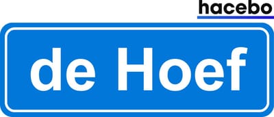 Hacebo - Plaatsnaam Sticker - 29x10 CM - de Hoef sticker - Verkeersborden sticker - grappige cadeaus - de Hoef