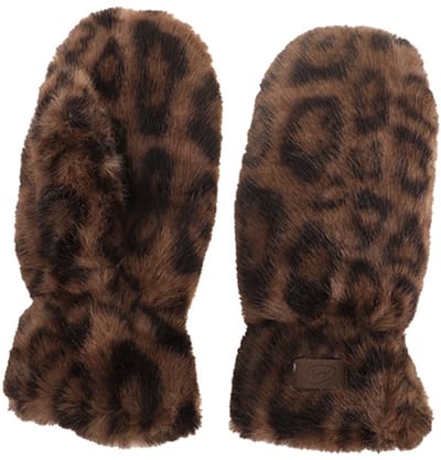 Panter brown Ohau wanten dames- lekker zacht- fluffy- one size maat- winter- trendy- kerst- sint- grote kinderen