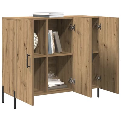vidaXL - Dressoir - Artisan - Eiken - 90 - x - 34 - x - 80 - cm - Bewerkt - hout
