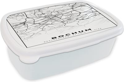 Broodtrommel Wit - Lunchbox - Brooddoos - Kaart - Stadskaart - Bochum - Plattegrond - 18x12x6 cm - Volwassenen