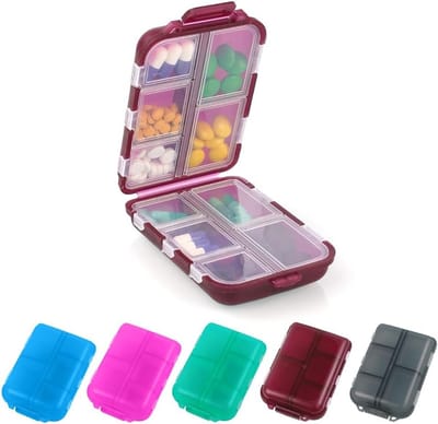Pillendoos Organizer voor Reizen, 10 Compartimenten voor Vitaminen, Supplementen en Medicijnen