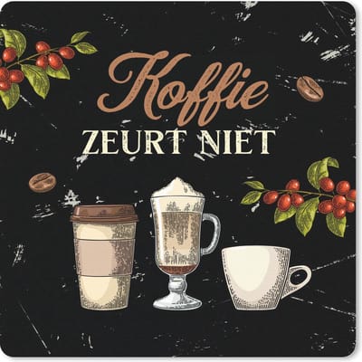 Muismat 20x20 cm - Mousepad Koffie - Koffiemok - Vintage - Muismatten - Cadeau voor vrouw - Cadeau voor man