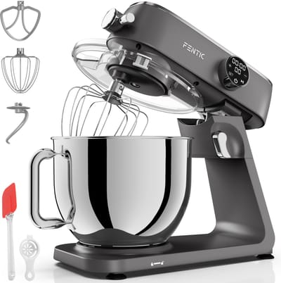 Fentic Keukenmachine 1800W, Keukenrobot met 7l RVS Mengkom, Incl. Menghaak, Garde, Deeghaak en Extra Accessoires, Keukenmixer Met Timer en 10 Snelheden