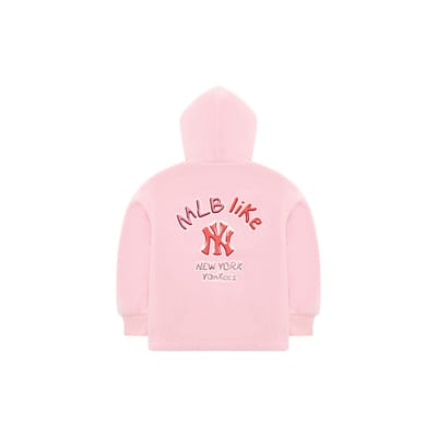 MLB New York Yankees Graffiti Letterprint Sherpa Hoodie Unisex Buitenkleding Roze 3AFDL3126-50PKS XS white