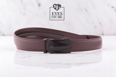 Bruine lederen riem zonder gaatjes met automatische gesp voor heren ( Model N309 )